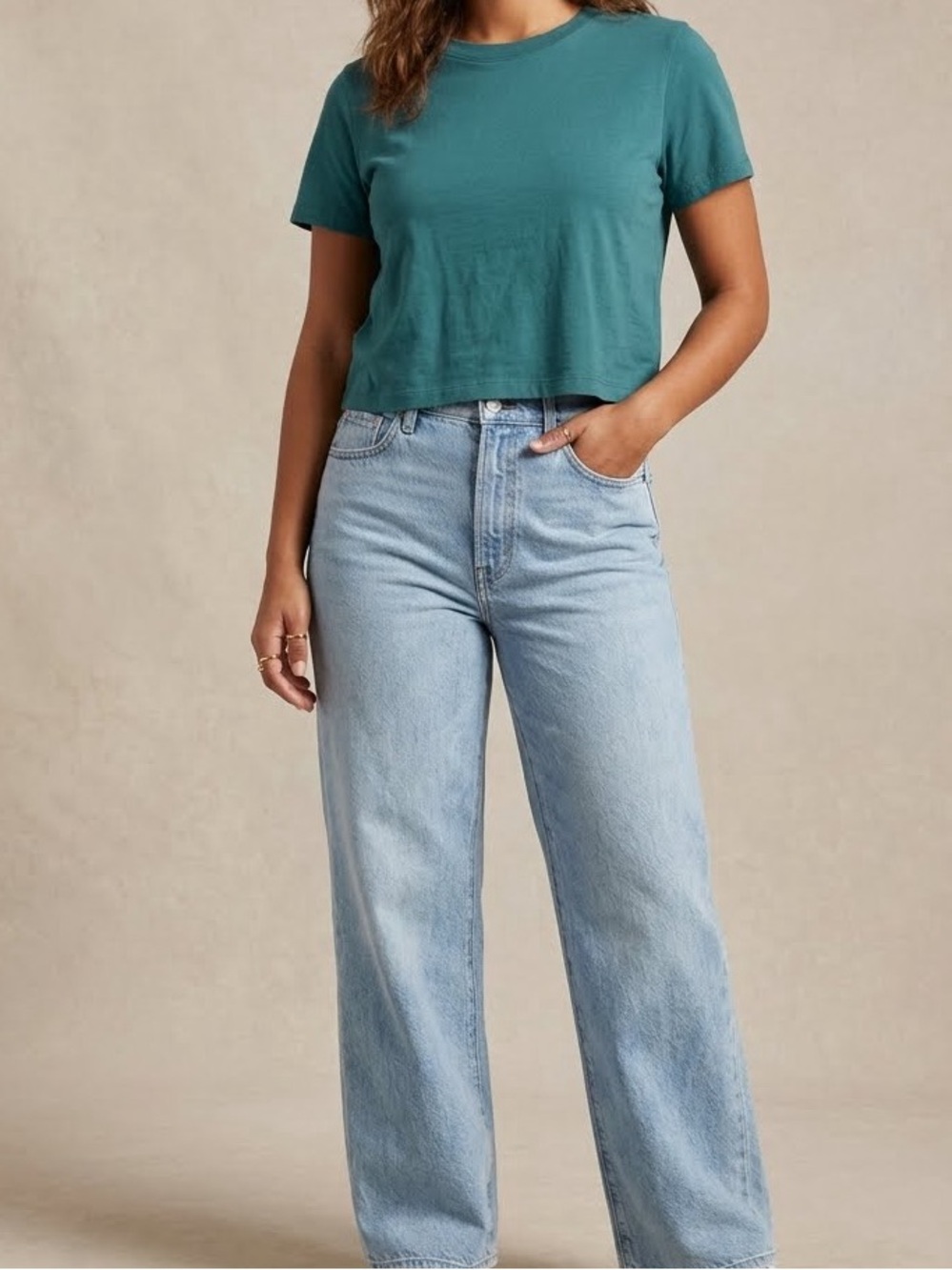 Madewell Light Blue Crop Tee Size XXS‎